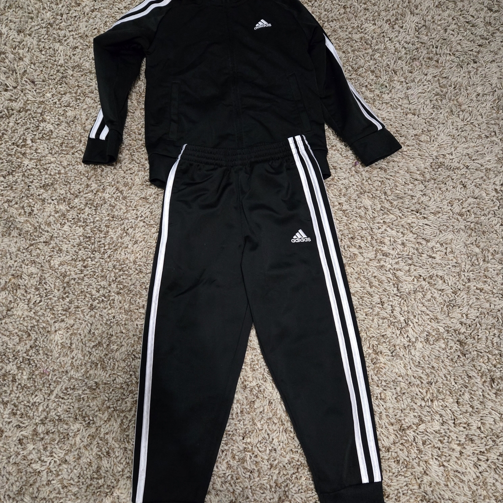 Adidas Black Tracksuit with White Stripes